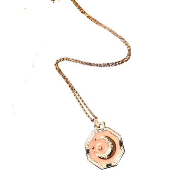 LAST- Pink Crescent Moon Stars Necklace - Picture 6 of 6